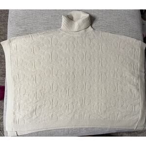 NWT‎ Coach Women's Signature Turtleneck Wool Blend Poncho- Ivory Size M/L $498